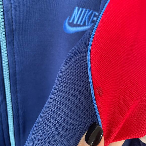 Vintage 90s NIKE Track Jacket XL Taiwan Navy Poly Cotton Warm Up Swish Logo - Picture 9 of 9